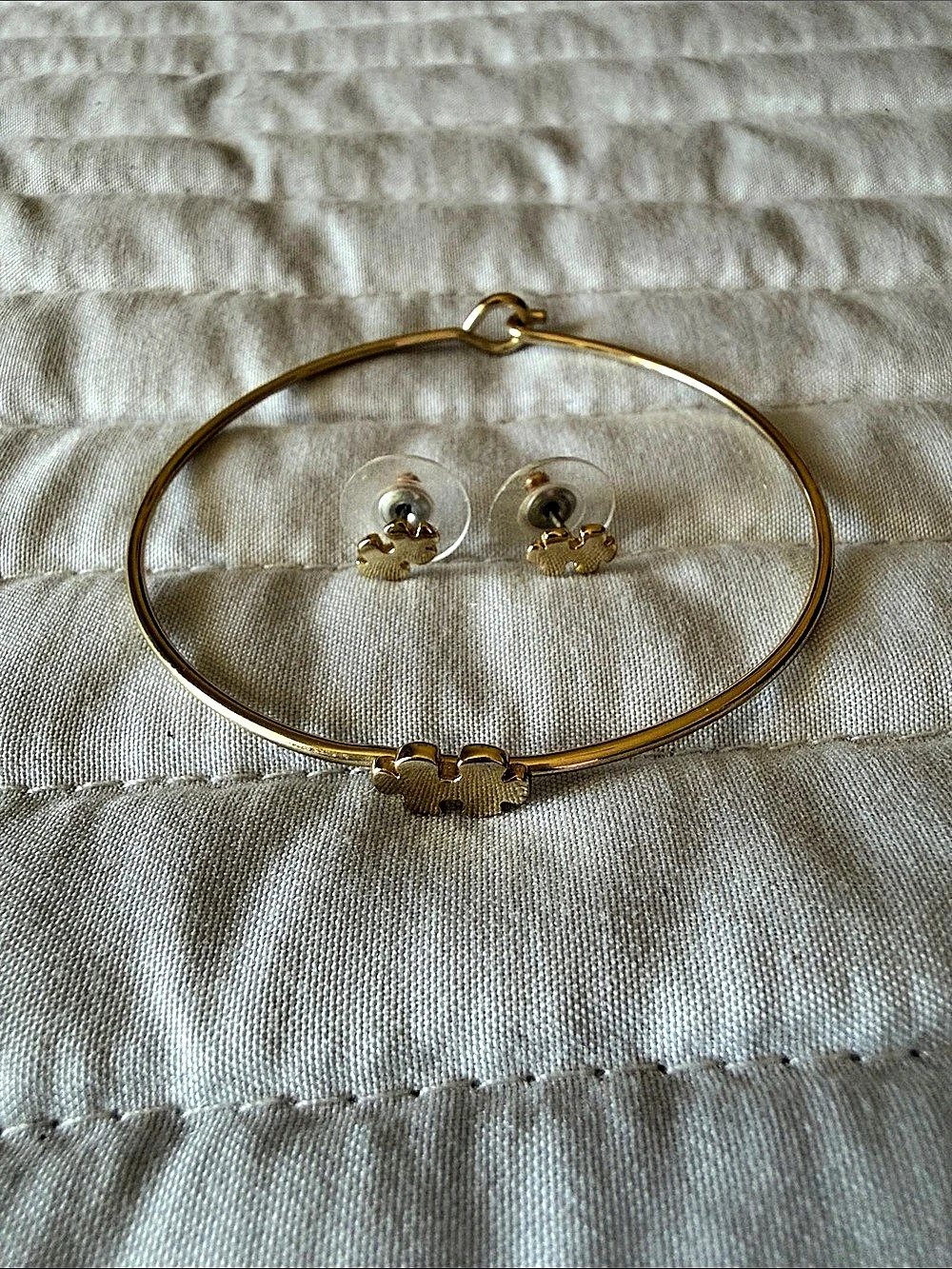 Puzzle Piece Gold-Tone Bracelet & Earrings